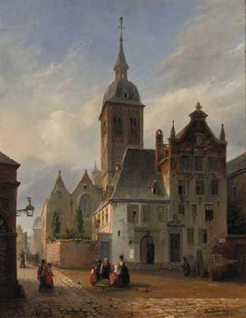 unknow artist On the sunlit church square France oil painting art